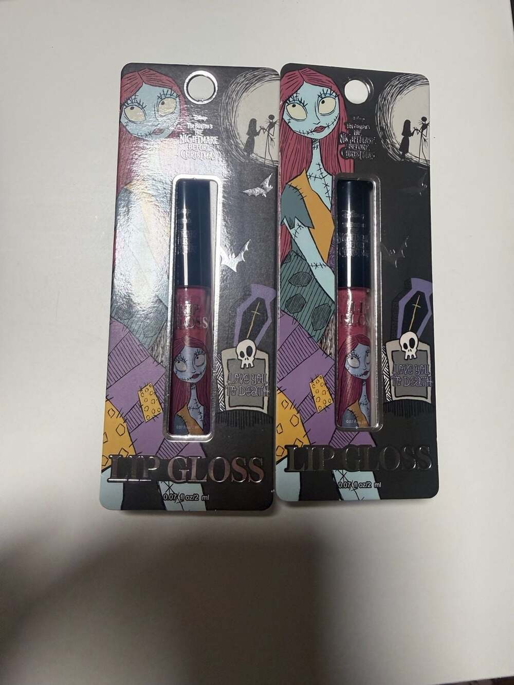 Set of 2 Disney The Nightmare Before Christmas Sally Lip Gloss Love You To Death